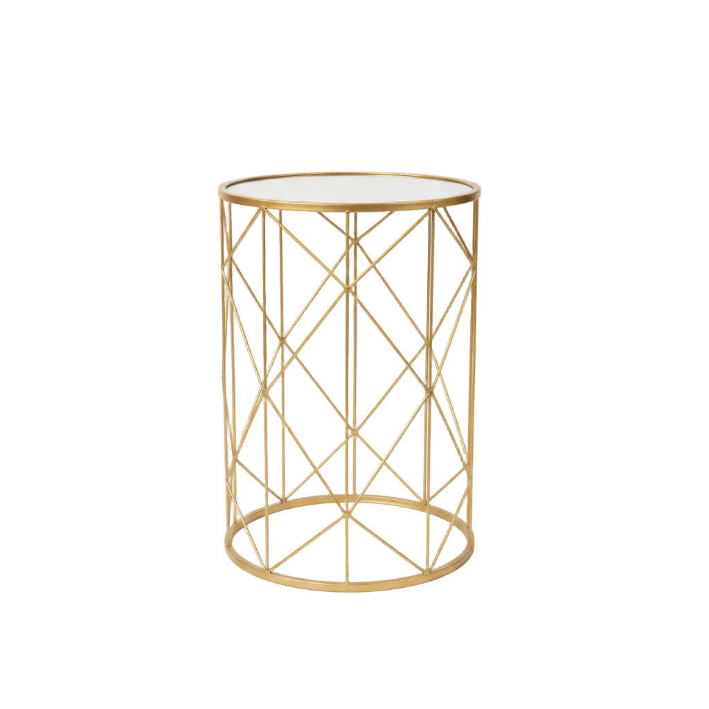 Round Gold Mirror Top Table