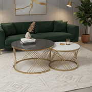 Wide Marble Top Coffee Table Set
