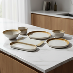 Load image into Gallery viewer, Brown Boarder Tableware Set
