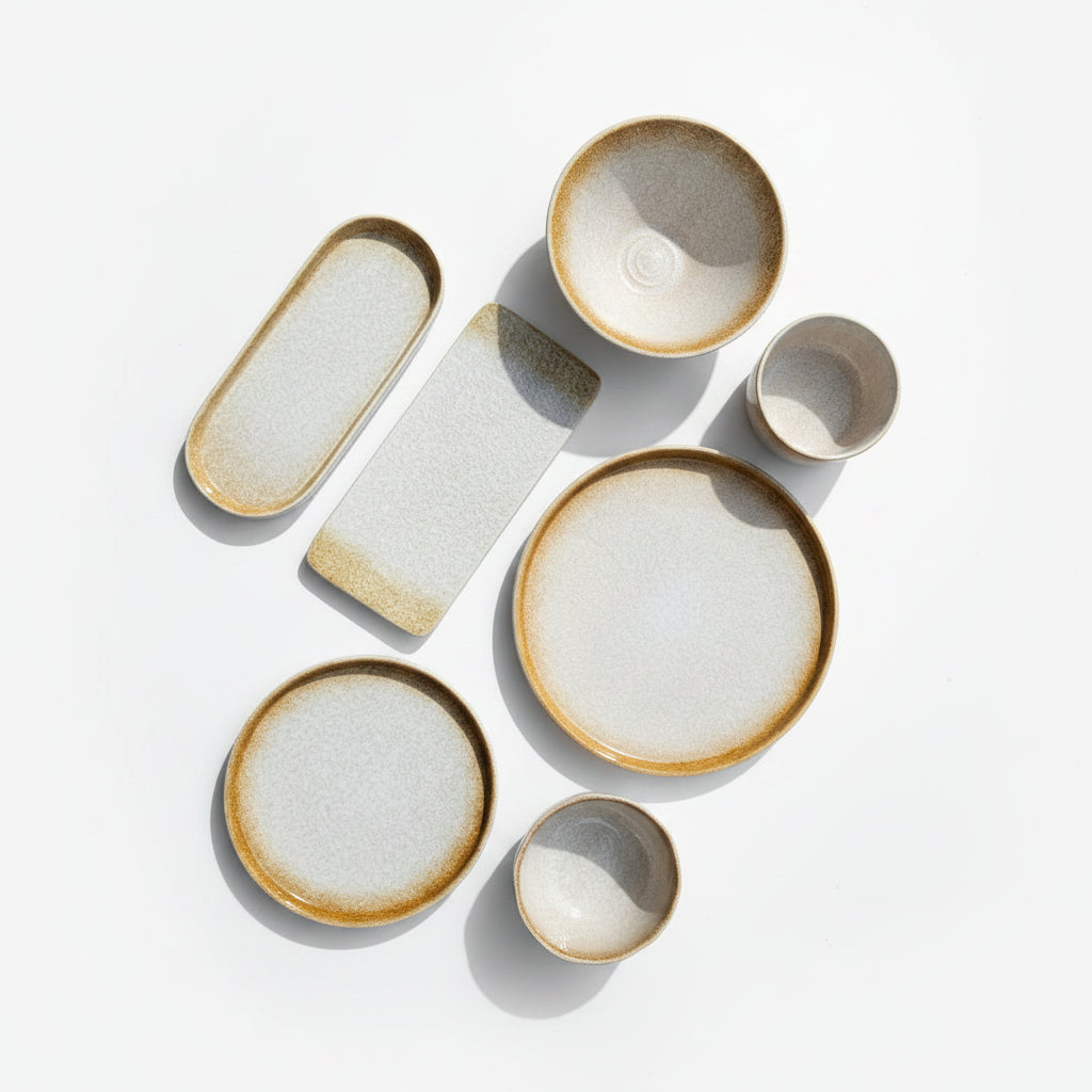Brown Boarder Tableware Set