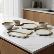 Mustard Brown Border Tableware Set