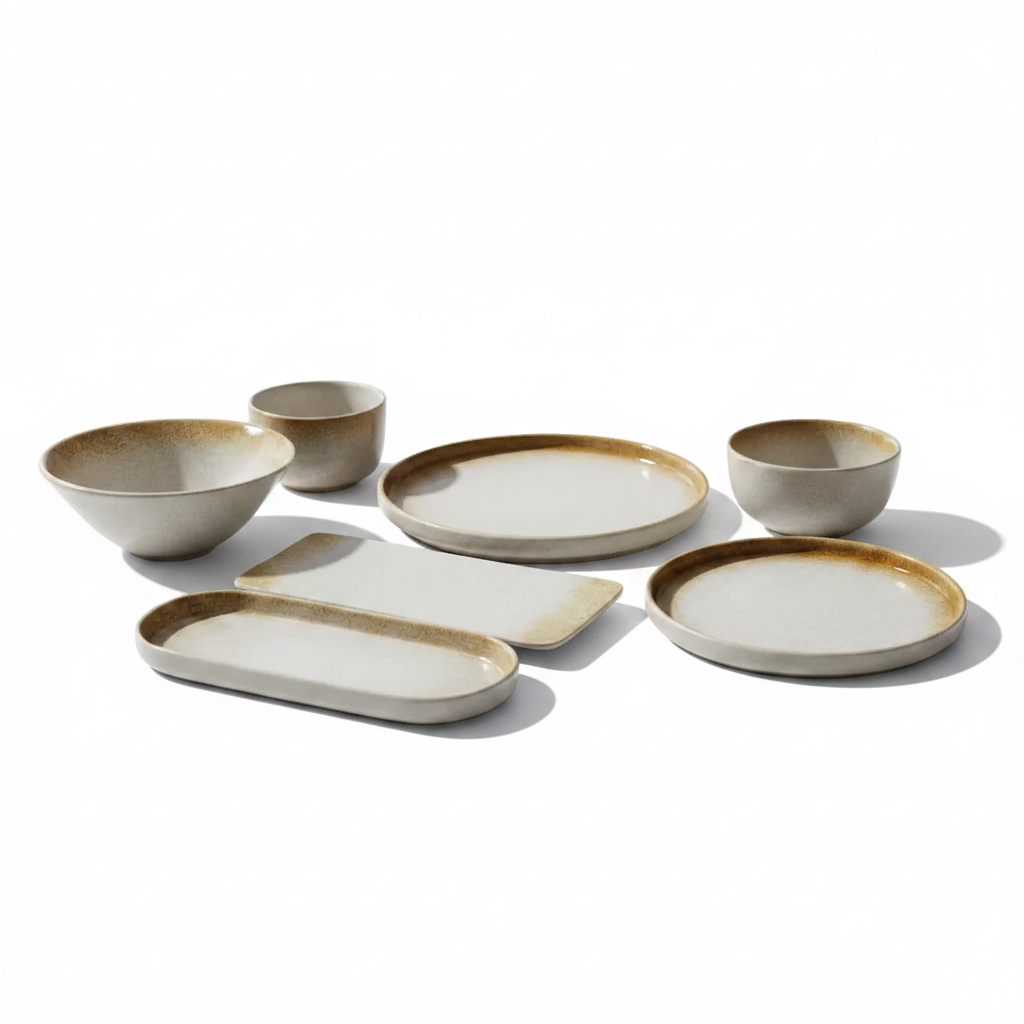 Brown Boarder Tableware Set