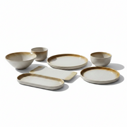 Mustard Brown Border Tableware Set