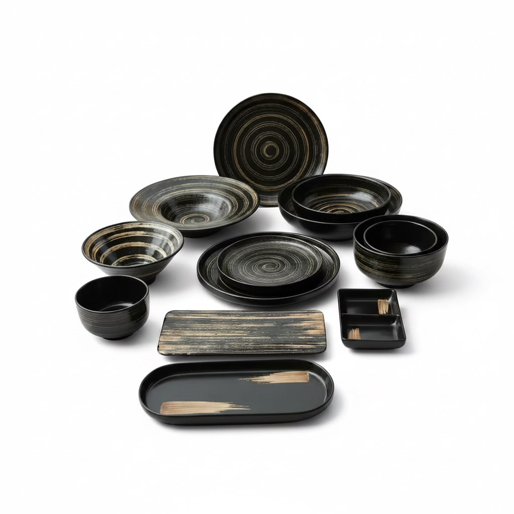 Black Ceramic Tableware Set