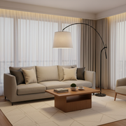Black Arc Drum Floor Lamp