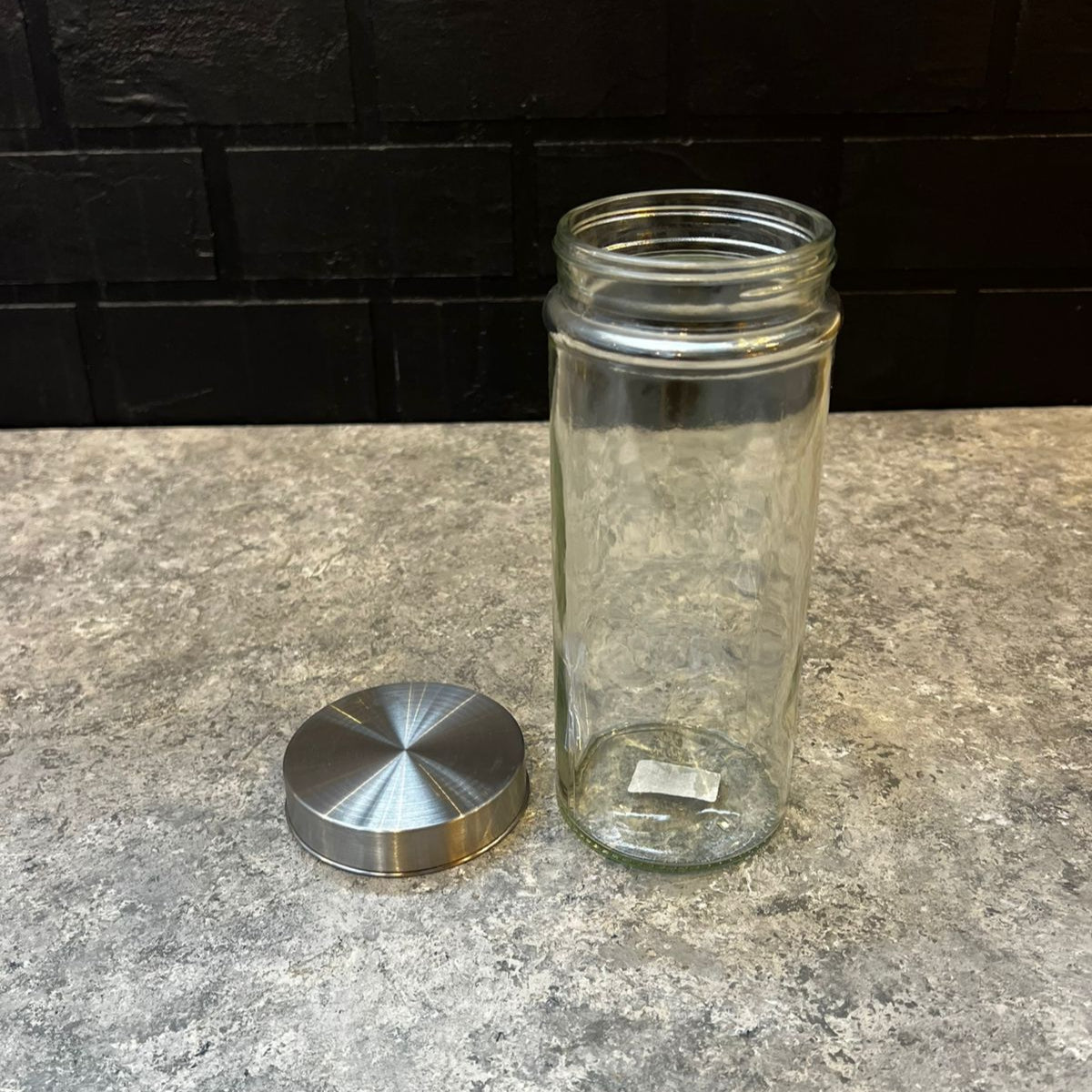 Round Glass Jar with Silver Lid