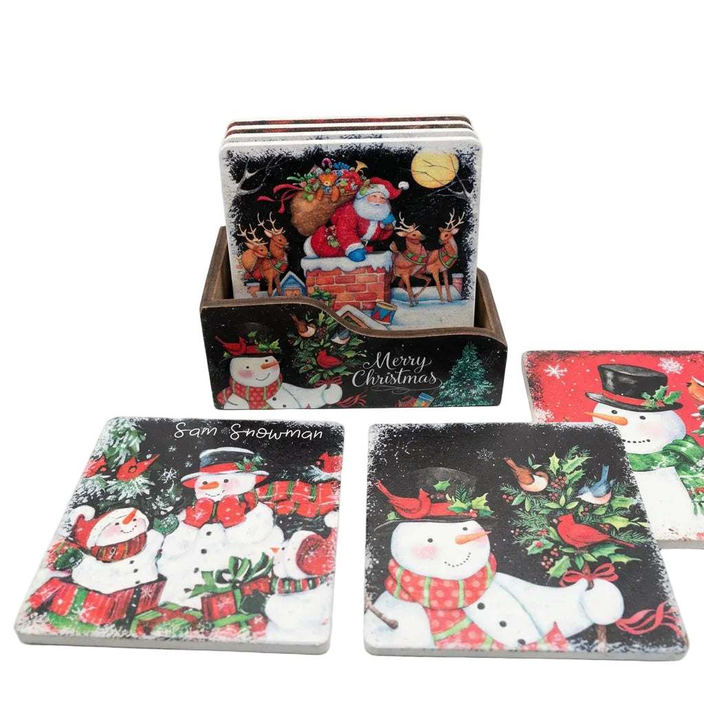 Woodland Christmas Coaster Set