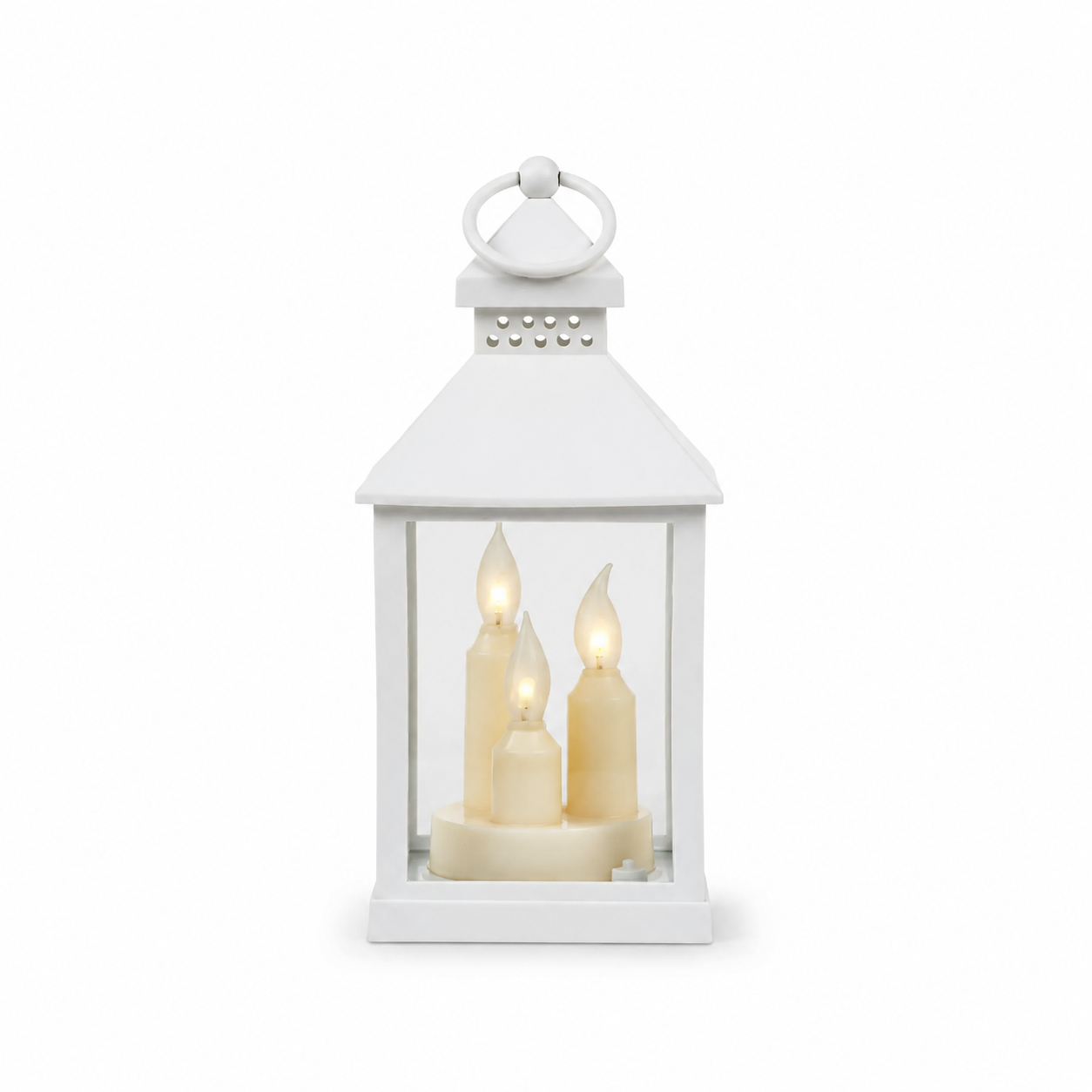 White Lantern with 3 Candles