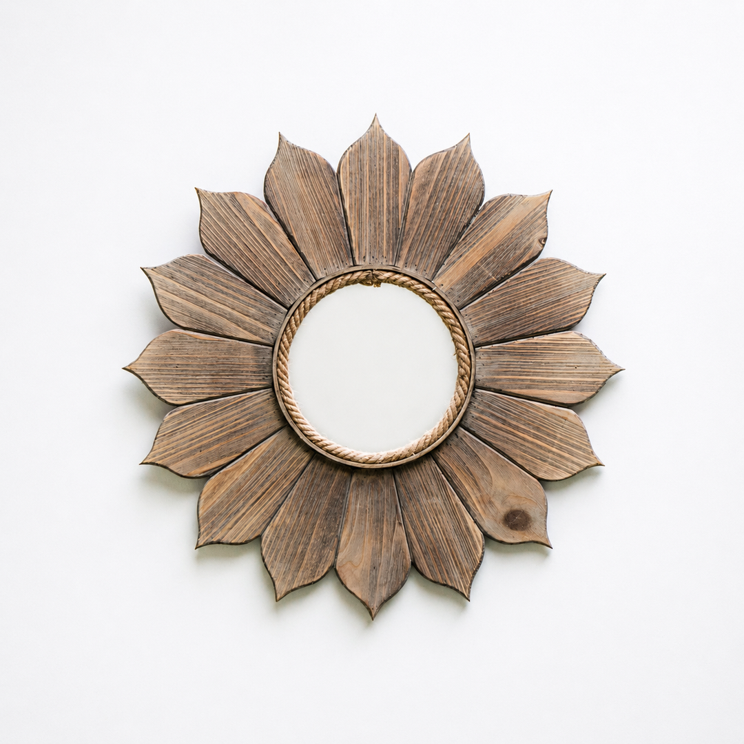Wooden Sunflower Mirror