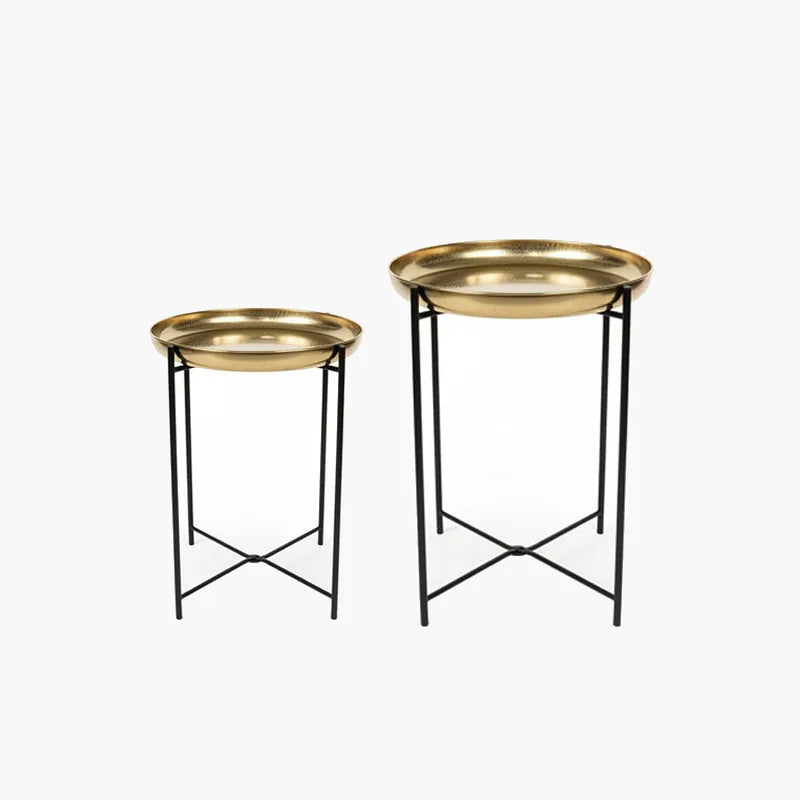 Black Gold Tray Side Table on a light grey background