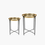 Load image into Gallery viewer, Black Gold Tray Side Table on a light grey background
