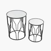 Black Mirror-Top Side Table on #f8f8f8, white details preserved