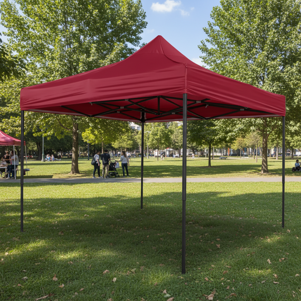 10'x10' Black Powder-Coated Steel Canopy Tent