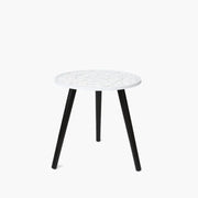 Floral Relief Accent Table on #f8f8f8, white details preserved