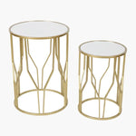 Load image into Gallery viewer, Gold Mirror-Top Side Table on #f8f8f8, white details preserved
