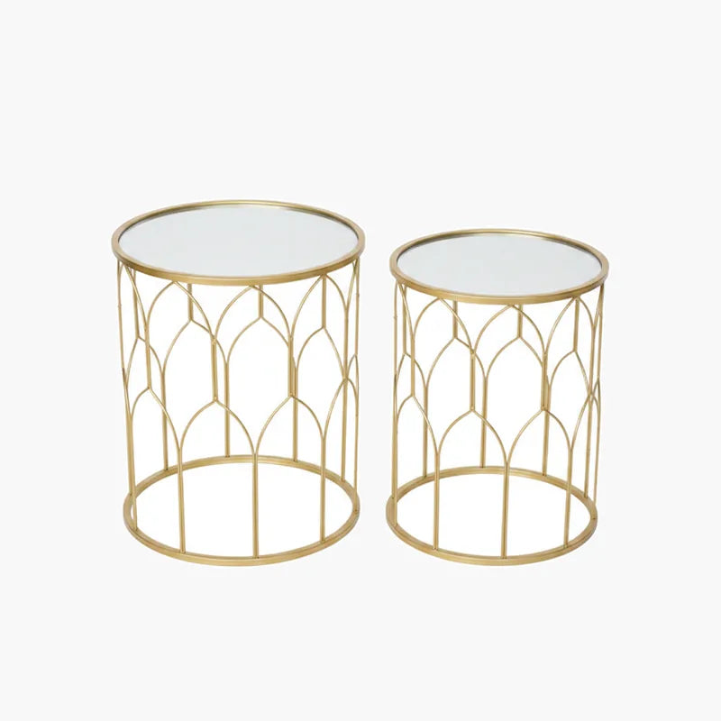 Mirror-Top Side Table on #f8f8f8, white details preserved