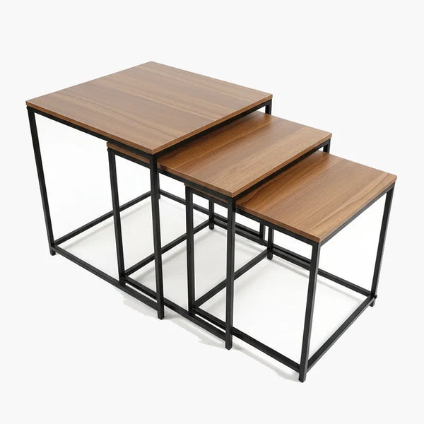 Rectangular Wood-Top Table Set on a light grey background