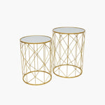 Load image into Gallery viewer, Round Gold Mirror-Top Table on #f8f8f8, white details preserved
