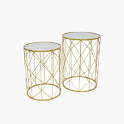 Round Gold Mirror-Top Table on #f8f8f8, white details preserved
