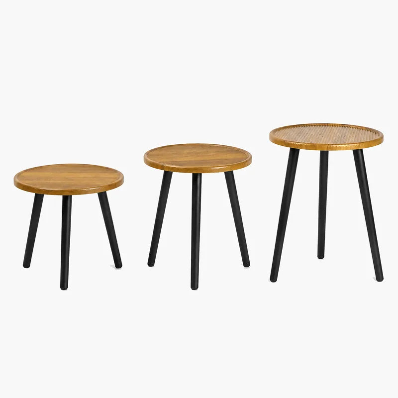 Wood-Top Accent Table on a light grey background